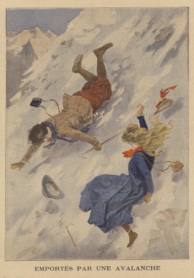 モンブランに登ろうとして雪崩に流されたアメリカ人カップル 作： French School